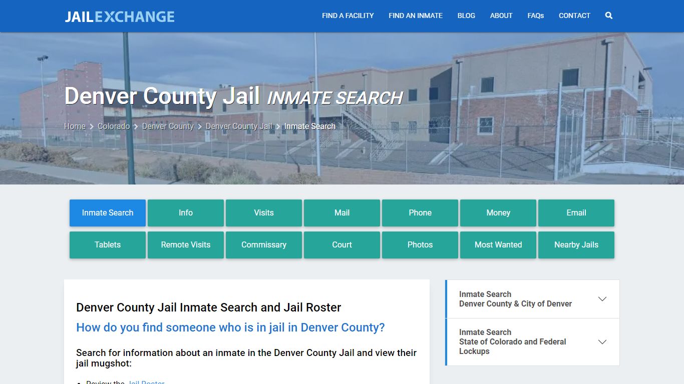 Inmate Search: Roster & Mugshots - Denver County Jail, CO